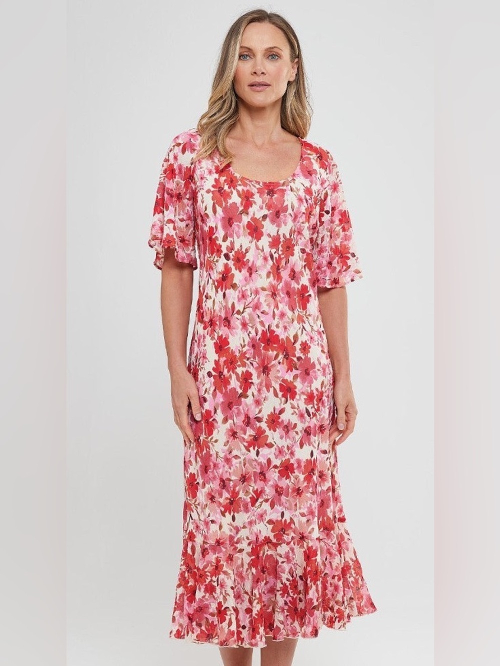 Adini Stephie Dress Jasmine Print Short Sleeve Pull On Style